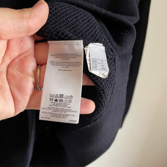 Brooks Brothers 100% Merino Wool SZ XL Navy Blue Quarter Zip Sweater Pullover - Picture 5 of 7